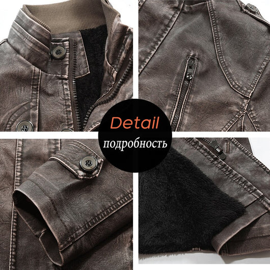 Chaqueta de Cuero Slim Fit Térmica para Hombre - Image 4