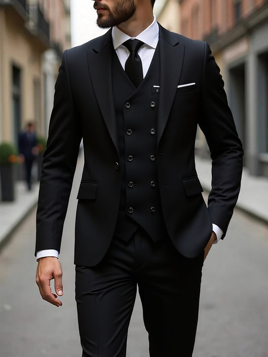 Traje de Negocios Tres Piezas Doble Botonadura para Hombre - Image 7