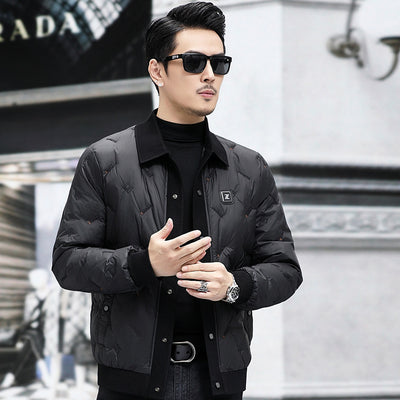 Chaqueta de Plumón para Hombre con Cuello Alzado y Mangas Tejidas - Image 14
