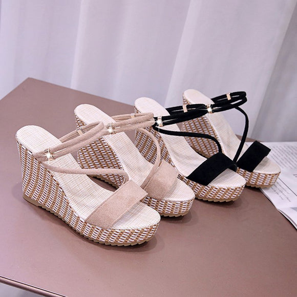 Sandalias Plataforma Verano con Tacón Inclinado - Comodidad y Estilo