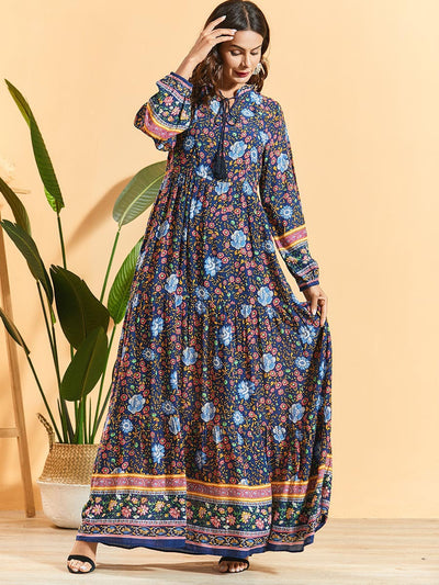 Vestido Bohemio Largo con Mangas y Pliegues - Image 6
