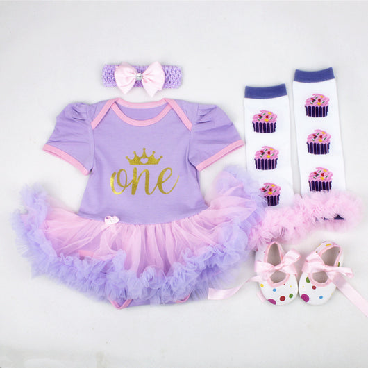 Conjunto de Vestido para Bebé de Cuatro Piezas