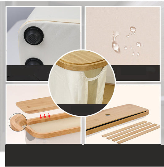 Canasta de Almacenamiento con Tapa de Bambú y Rollo de Papel Transparente - Image 8