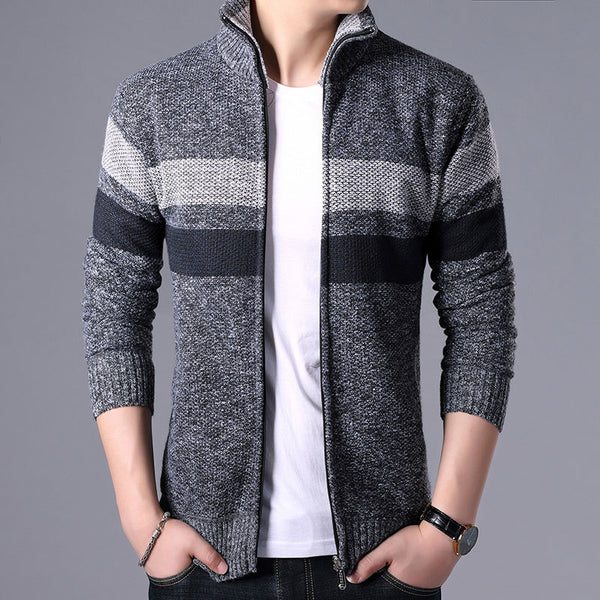 Cardigan Grueso de Punto con Cuello Alto para Hombre
