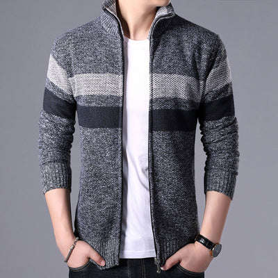 Cardigan Grueso de Punto con Cuello Alto para Hombre - Image 2