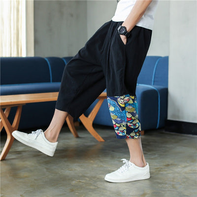 Pantalones Harem de Algodón y Lino para Hombre - Estilo Harajuku Casual
