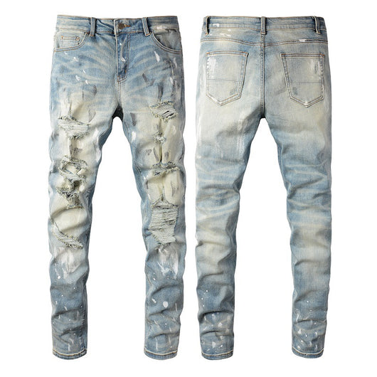 Pantalones Vaqueros Rotos con Diseño Vintage para Hombre - Image 12
