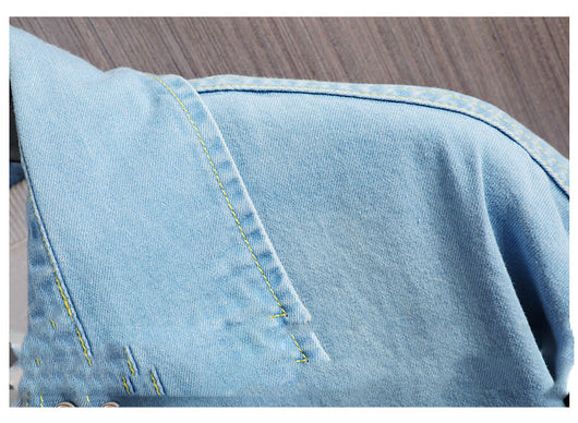 Camisa Denim Suelta de Manga Larga para Hombre - Image 4