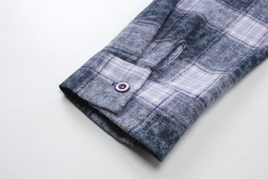 Camisa Cuadriculada Bordada de Manga Larga para Hombre Primavera Otoño - Image 13