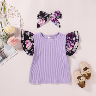 Conjunto de Falda para Niña con Camiseta Rayas y Tirantes Estampados - Image 2