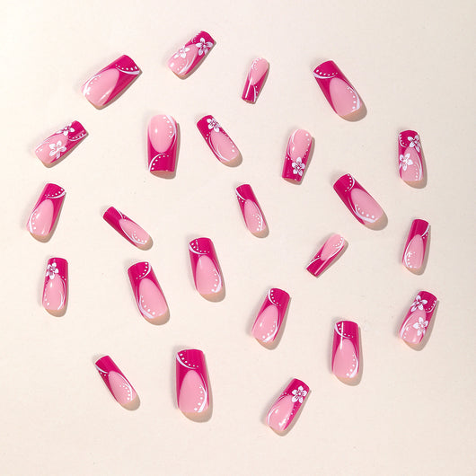 Uñas Postizas Rosa Rojo Acabado Profesional Forma Rectangular Mediana - Image 8
