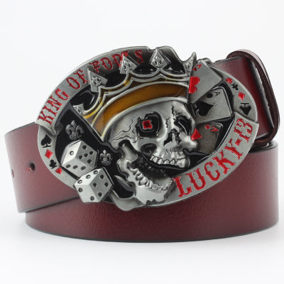 Cinturón Casual de Cuero con Hebilla Ghost Head y Correa Ancha Decorativa - Image 15