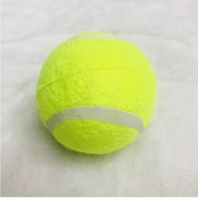 Three bright yellow dog tennis balls with white seams, made of rubber and felt, stacked on a soft background. - Image 8
