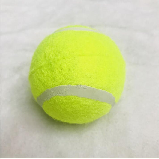 Three bright yellow dog tennis balls with white seams, made of rubber and felt, stacked on a soft background. - Image 8