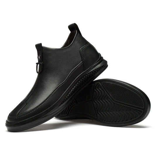 Botas Altas Casuales de Cuero Genuino Negro para Hombre