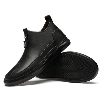 Botas Altas Casuales de Cuero Genuino Negro para Hombre