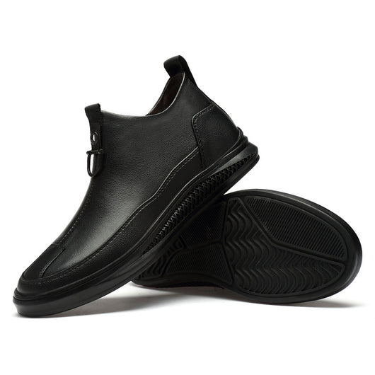 Botas Altas Casuales de Cuero Genuino Negro para Hombre