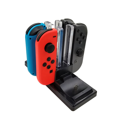 Black charging station for Nintendo Switch, capable of charging 4 Joy-Cons and 2 Pro controllers simultaneously. - Image 5