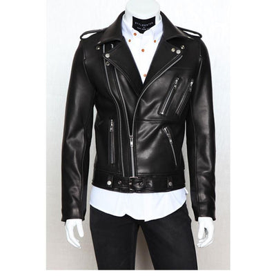 Chaqueta de Cuero Lavado con Cierres Múltiples - Image 5