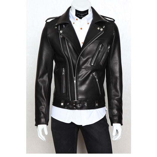 Chaqueta de Cuero Lavado con Cierres Múltiples - Image 5