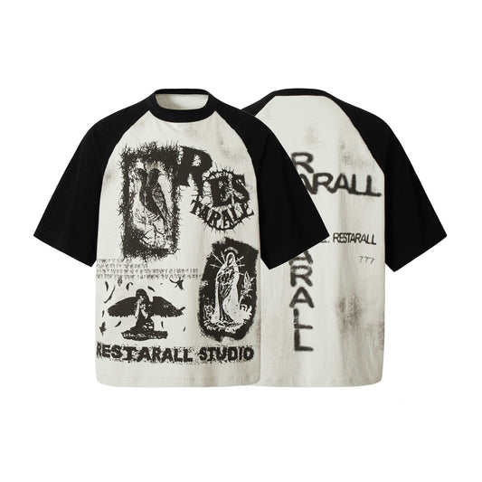Playera Rock Mujer con Costuras Graffiti Estilo Urbano