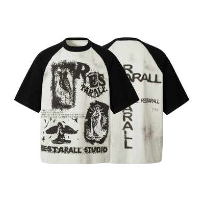 Playera Rock Mujer con Costuras Graffiti Estilo Urbano