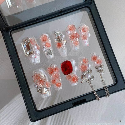 Pegatinas de Uñas con Cristales Brillantes Hechas a Mano