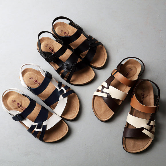 Sandalias Hombre Diseño Calado con Corcho Natural