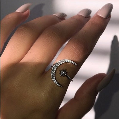 Anillos de Moda Europeos y Americanos con Estrellas y Luna de Circonia - Image 2
