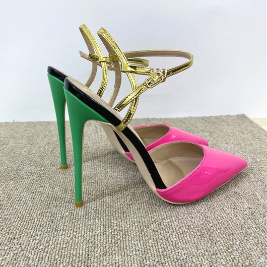 Sandalias Stiletto Bicolor con Tira al Tobillo - Image 4