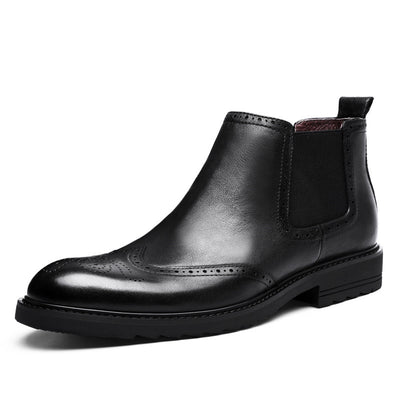 Botas Martin de Cuero para Hombre con Tallado en Relieve - Otoño e Invierno - Image 10