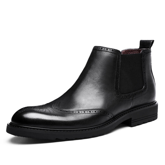 Botas Martin de Cuero para Hombre con Tallado en Relieve - Otoño e Invierno - Image 10