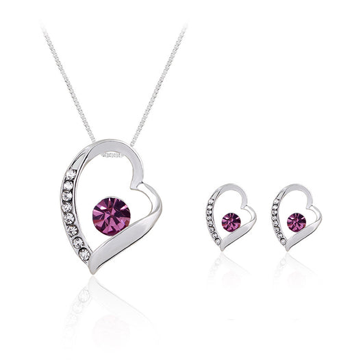 Conjunto de Joyería Corazón de Durazno - Collar y Aretes de Moda Europea - Image 7