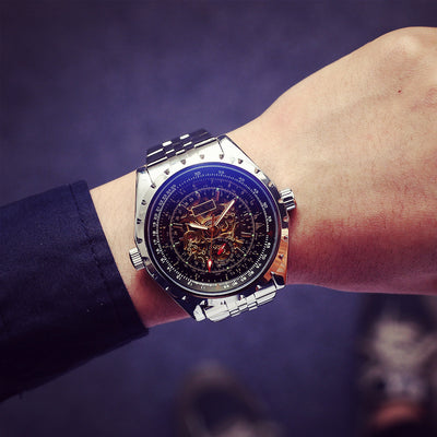 Reloj Mecánico Automático Acero Hueco Esfera Grande Resistente al Agua Deportivo Militar - Image 5