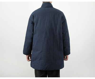 Chaqueta Acolchada Estilo Chino de Algodón y Lino para Hombre - Image 18