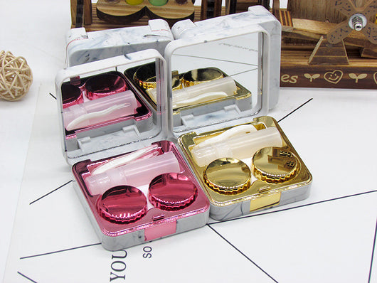Estuche Cuadrado para Lentes de Contacto con Espejo - Diseño Mármol - Image 3