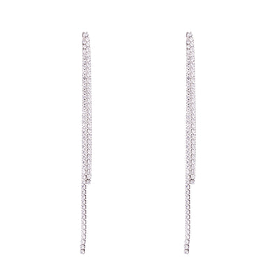 Aretes largos de aguja plateada con borlas elegantes - Image 6