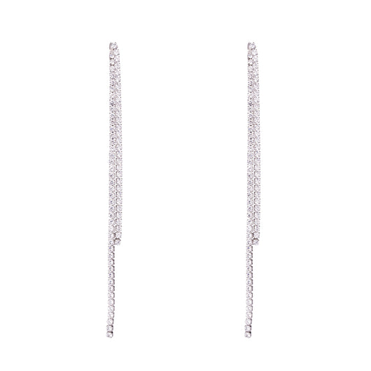 Aretes largos de aguja plateada con borlas elegantes - Image 6