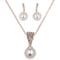 Conjunto de Aretes y Collar de Perlas con Cristales para Novia