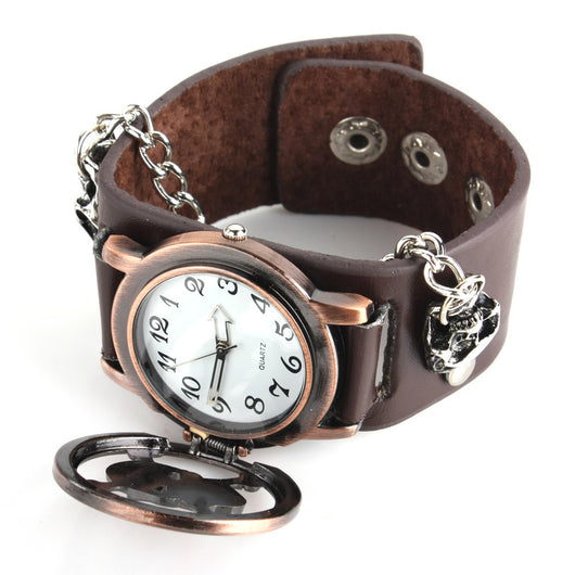 Reloj Calavera con Cadena - Diseño Marrón Clásico - Image 13