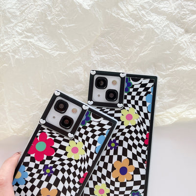 Funda para Teléfono con Patrón de Cuadros Irregulares y Flores - Image 9