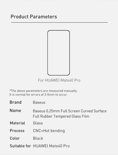 Protector de Pantalla Curvo Adhesivo Total para Mate40 Pro - Negro - Image 27