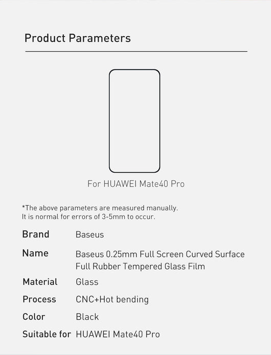 Protector de Pantalla Curvo Adhesivo Total para Mate40 Pro - Negro - Image 27