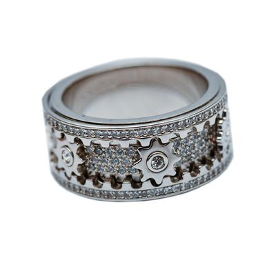 Anillo Titanio Acero Mecánico Full Diamond Diseño Personalidad - Image 6