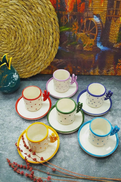 Juego de 6 Tazas Turcas Artesanales con Diseño Cactus Boho - Image 5