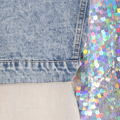 Chaqueta Denim Patchwork con Lentejuelas para Mujer - Estilo Urbano Elegante - Image 11