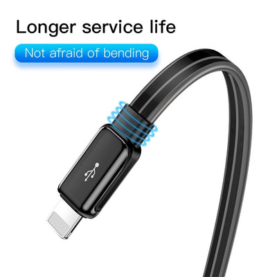 Cable USB Baseus Plano Luminoso 2.4A - Carga Rápida y Sincronización para iPhone - Image 3