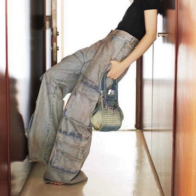 Pantalones Cargo Multibolsillos Estilo Urban Lavado Desgastado - Image 4