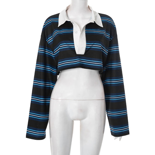 Polo de Rayas Otoñal con Cuello Clásico y Mangas Largas - Image 29