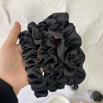 Diadema Plisada de Satén Premium Negro Ancho - Image 29